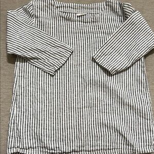 Striped LenOk Linen top - Gray and White
